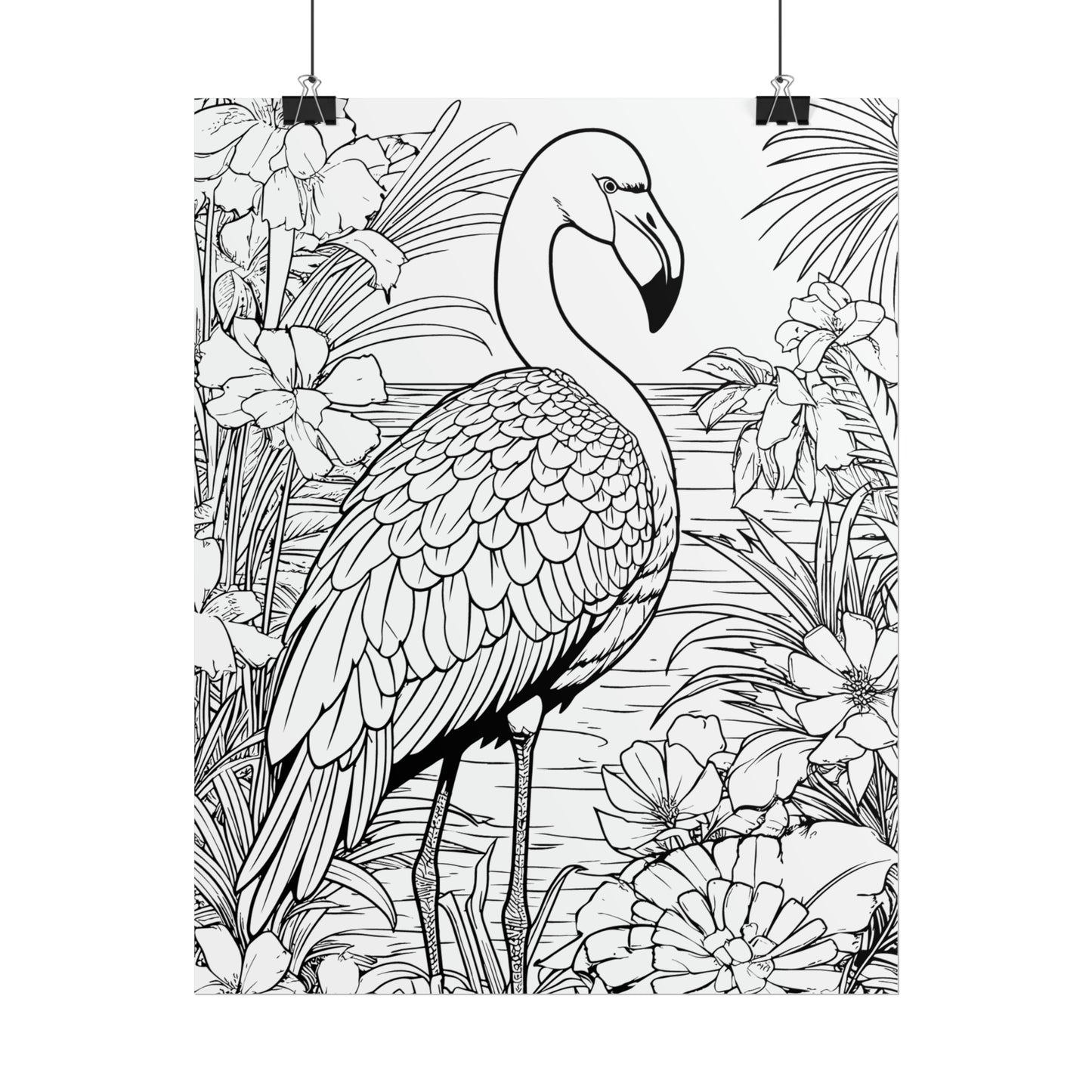 Flamingo Exotic Bird Coloring Art Posters