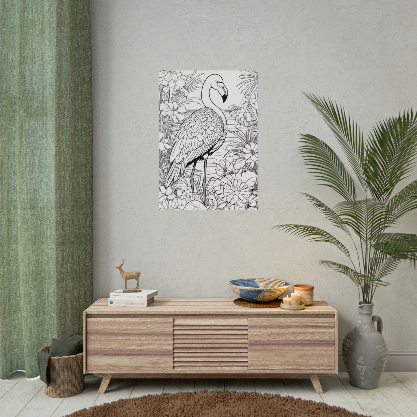 Flamingo Exotic Bird Coloring Art Posters