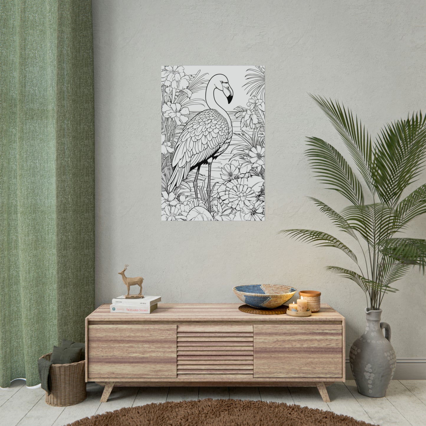 Flamingo Exotic Bird Coloring Art Posters