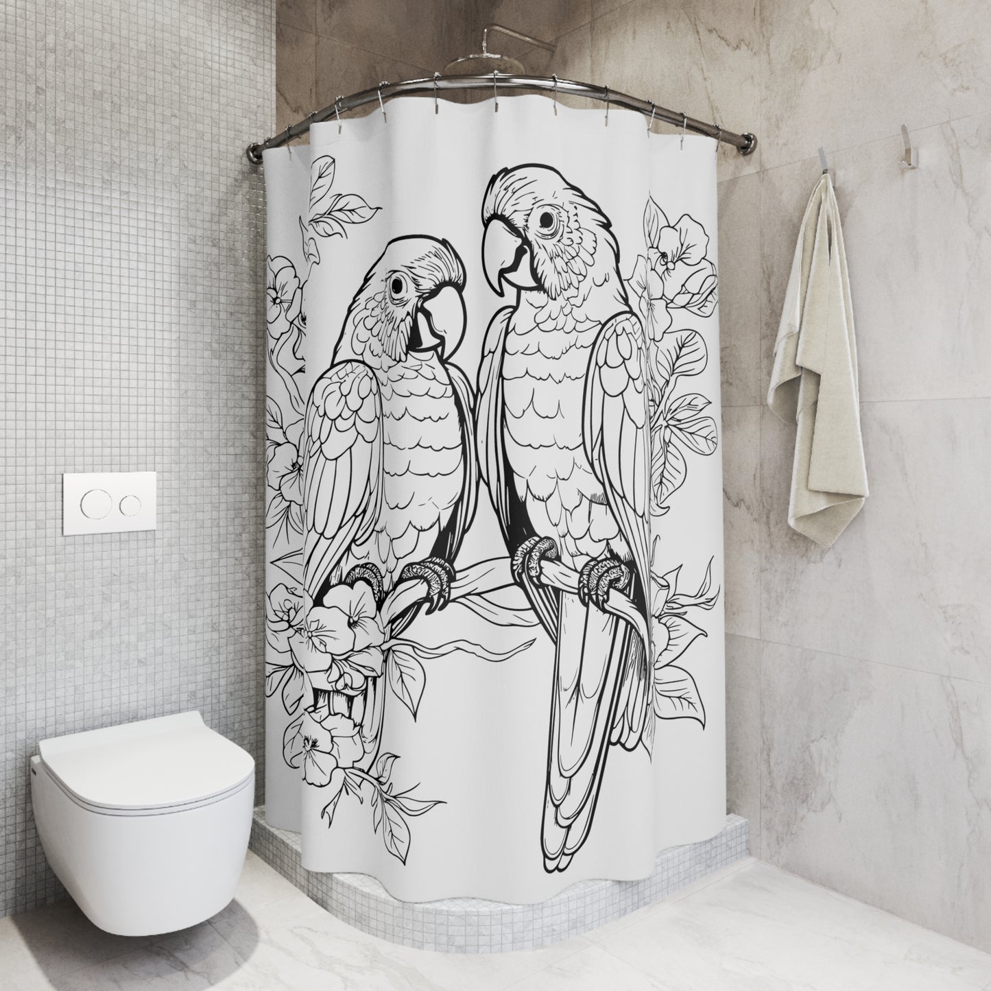 Lovebirds Pen & Ink Art Shower Curtain