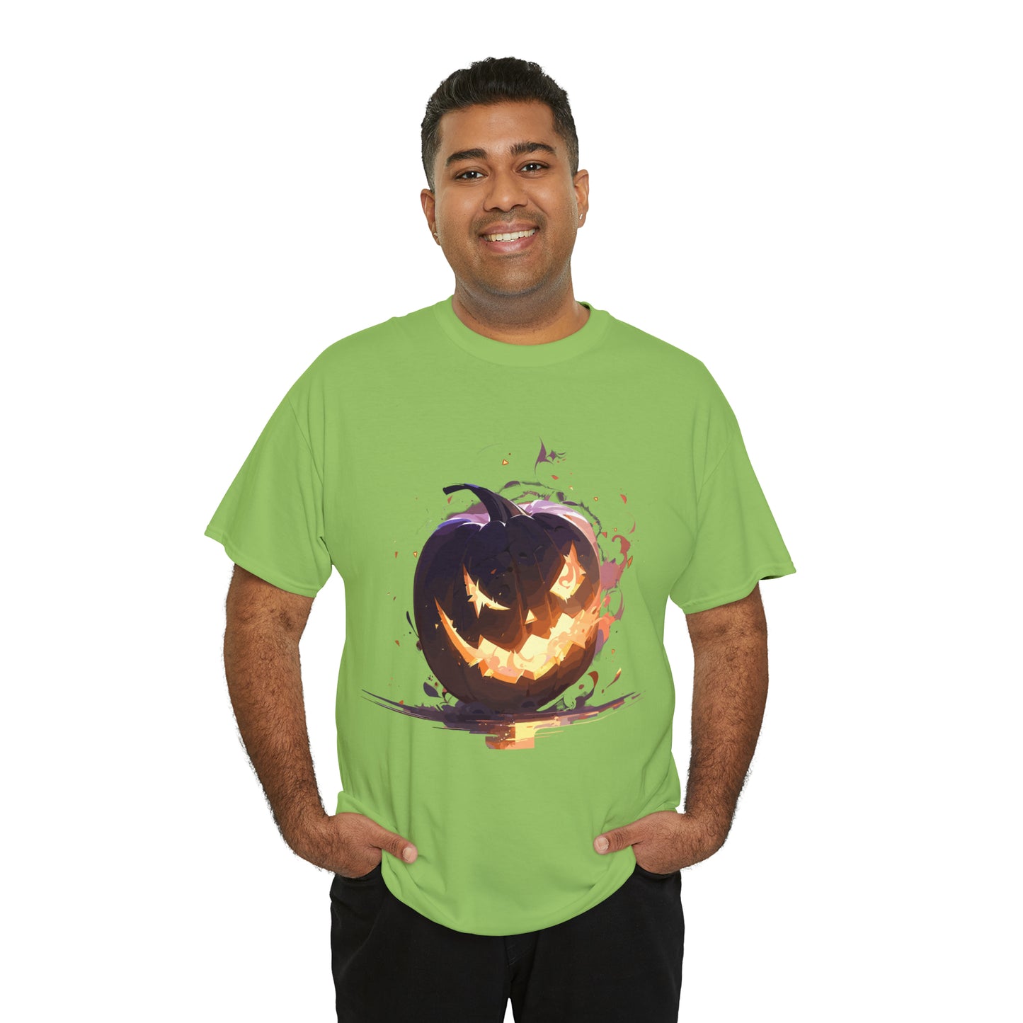 Halloween Scary Pumpkin Unisex Heavy Cotton Tee