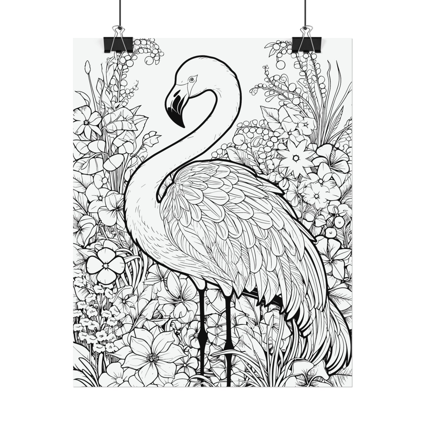 Flamingo Exotic Bird Coloring Art Posters