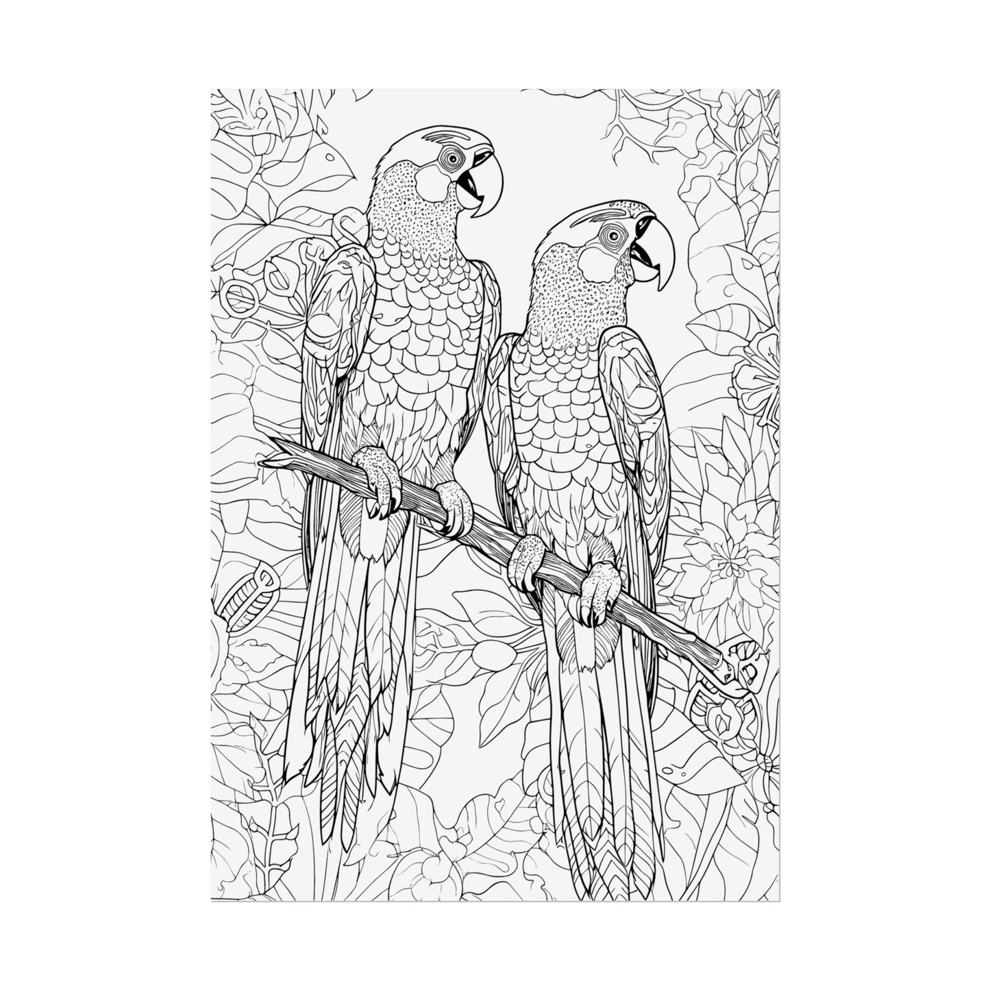 Macaw Parrots Exotic Bird Coloring Art Posters