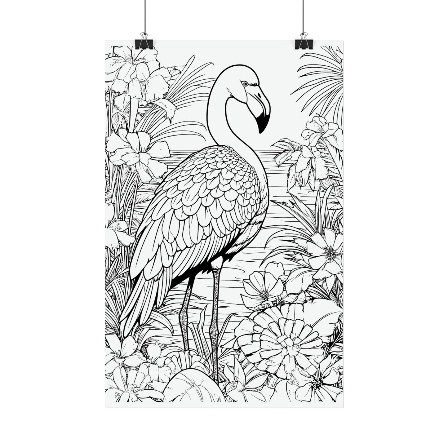 Flamingo Exotic Bird Coloring Art Posters