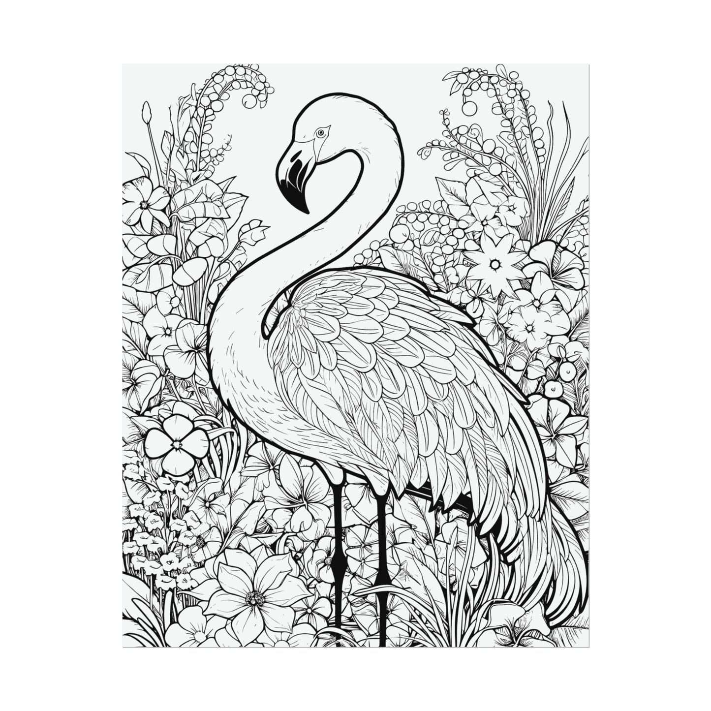 Flamingo Exotic Bird Coloring Art Posters