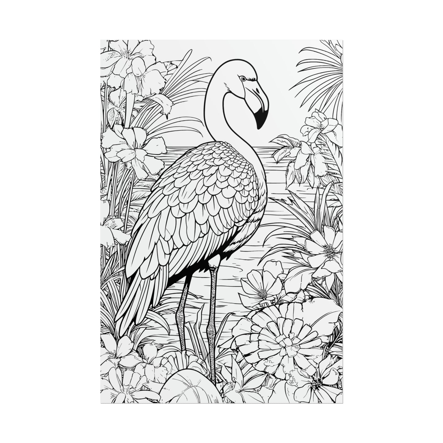 Flamingo Exotic Bird Coloring Art Posters