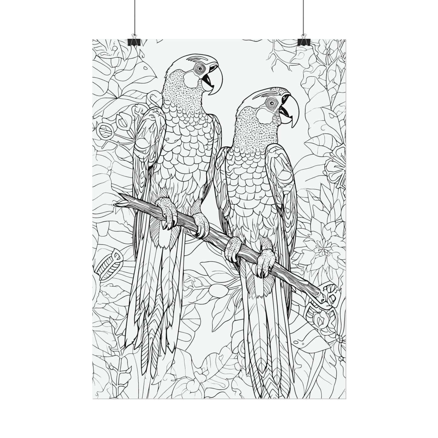 Macaw Parrots Exotic Bird Coloring Art Posters