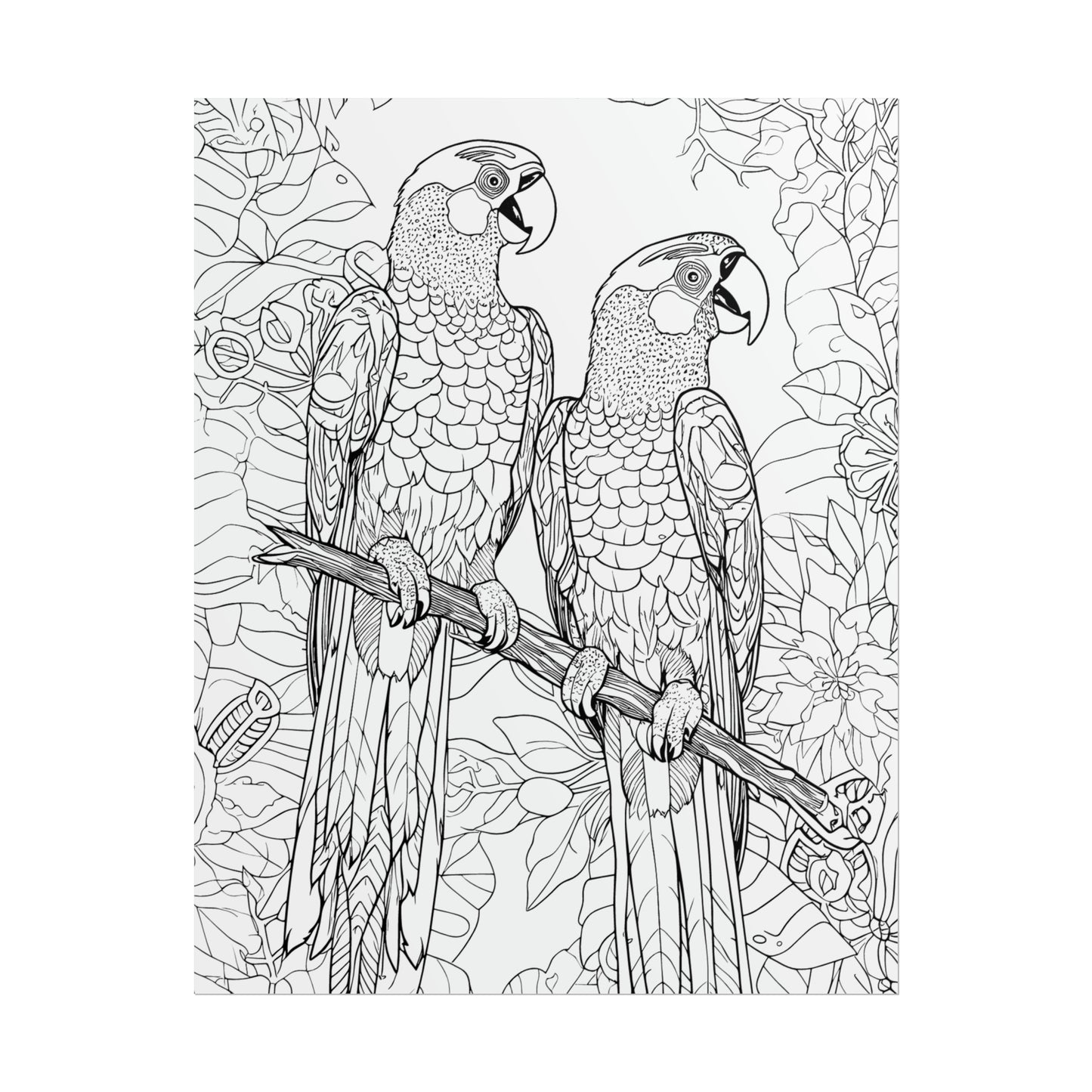 Macaw Parrots Exotic Bird Coloring Art Posters