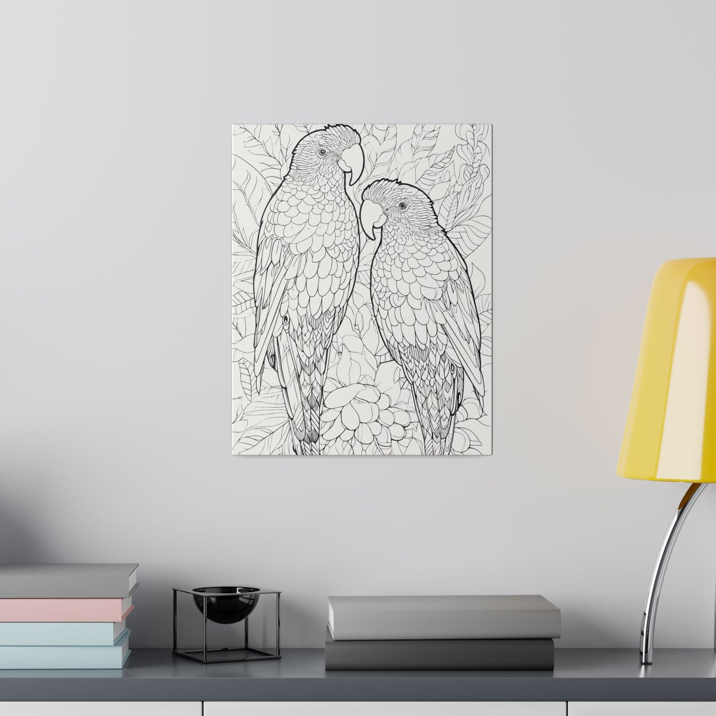 Amazon Parrots Coloring Canvas, Stretched, 0.75"