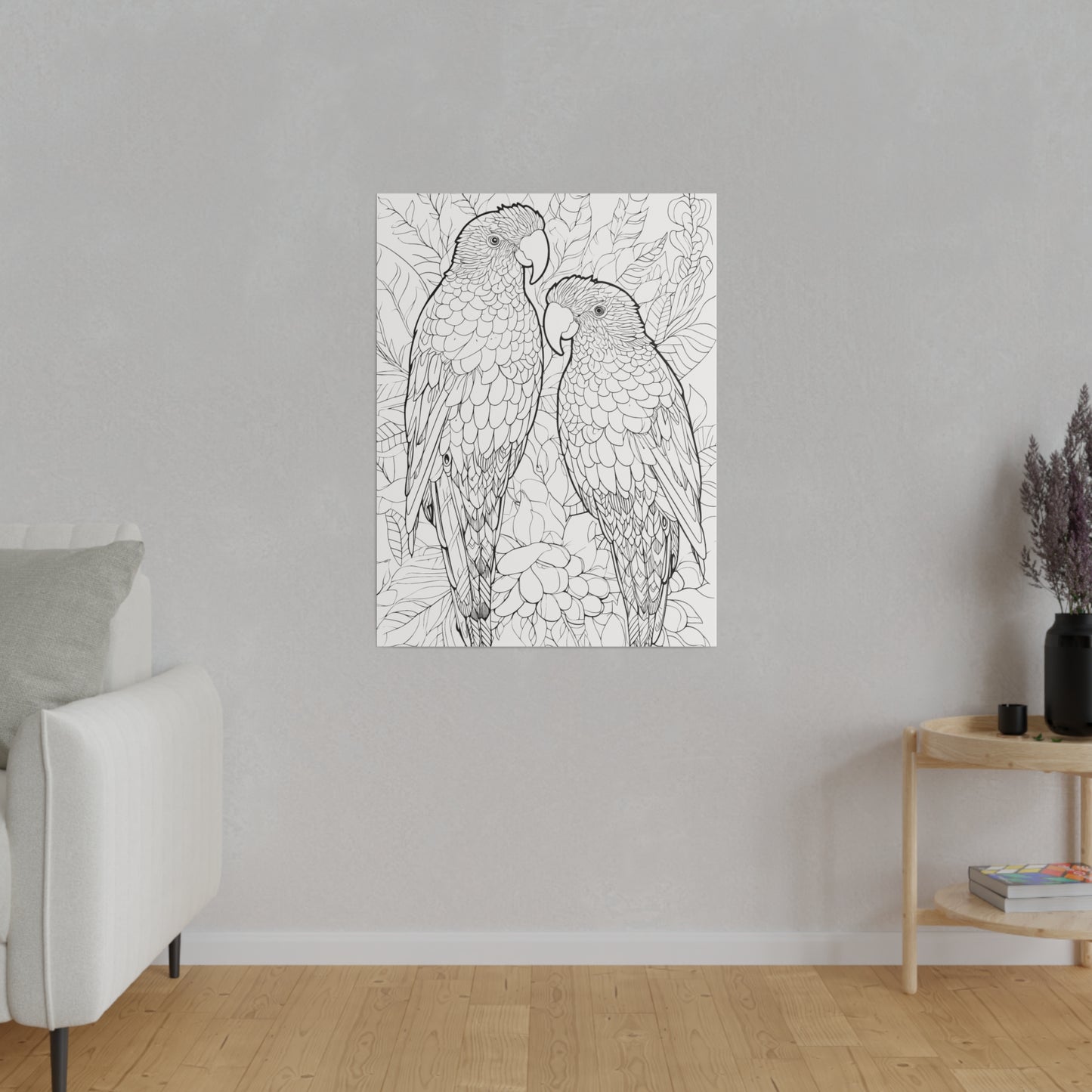 Amazon Parrots Coloring Canvas, Stretched, 0.75"