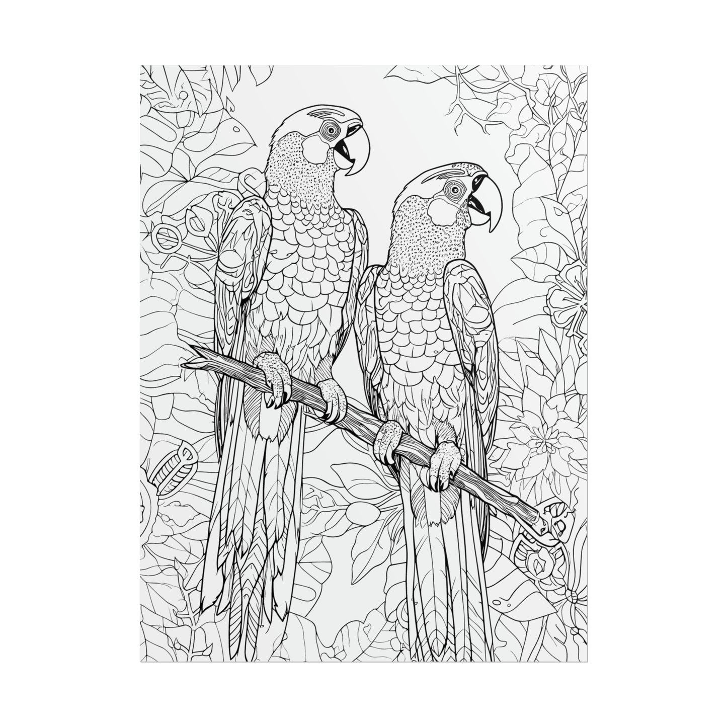 Macaw Parrots Exotic Bird Coloring Art Posters