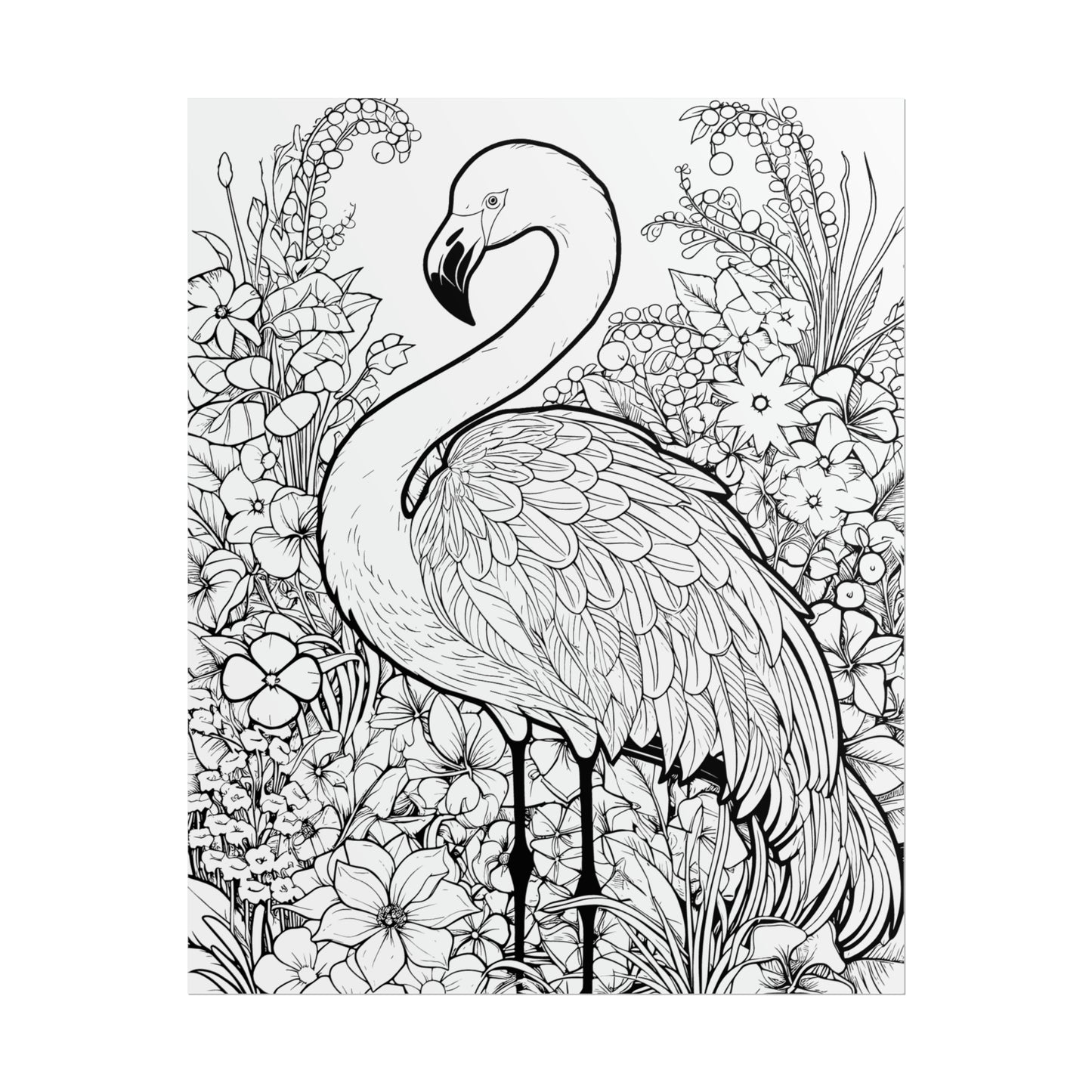 Flamingo Exotic Bird Coloring Art Posters