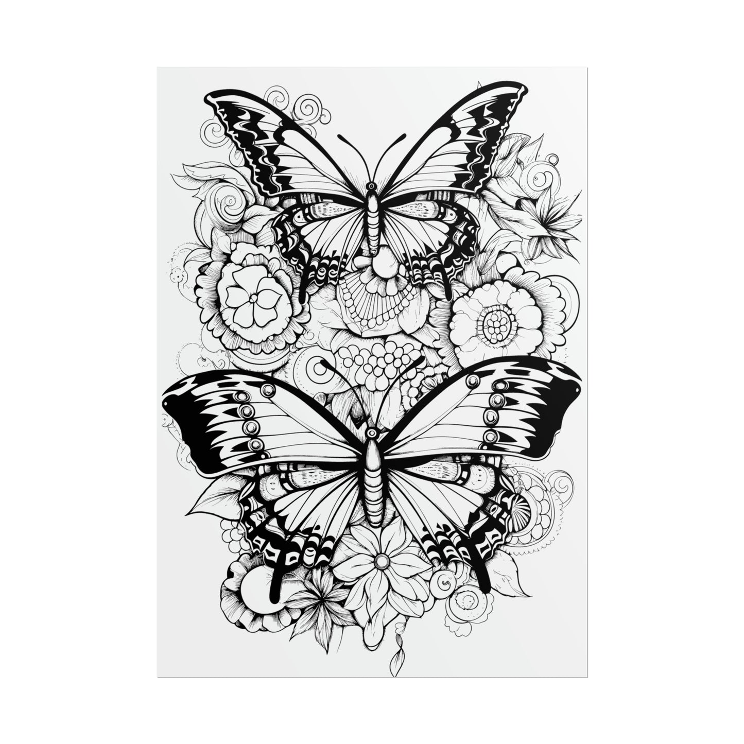 Butterfly Coloring Art Posters