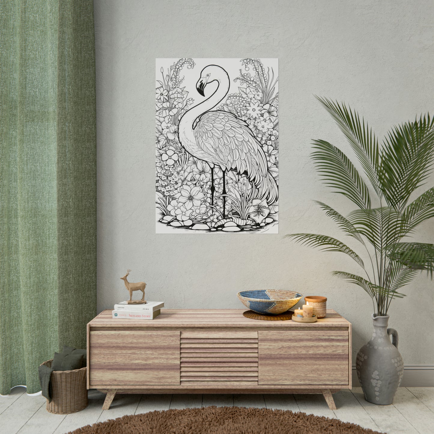 Flamingo Exotic Bird Coloring Art Posters