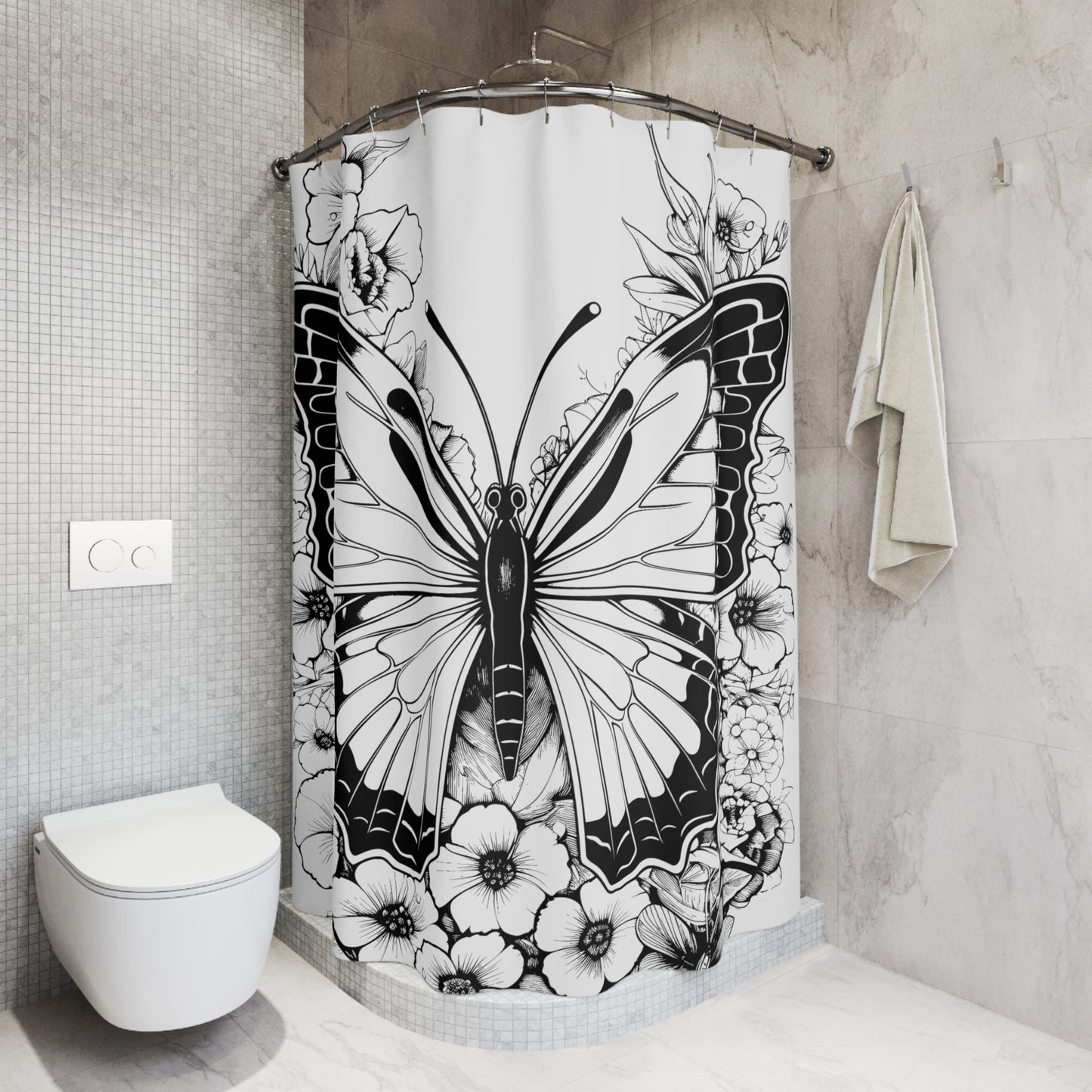 Butterfly Pen & Ink Art Shower Curtain