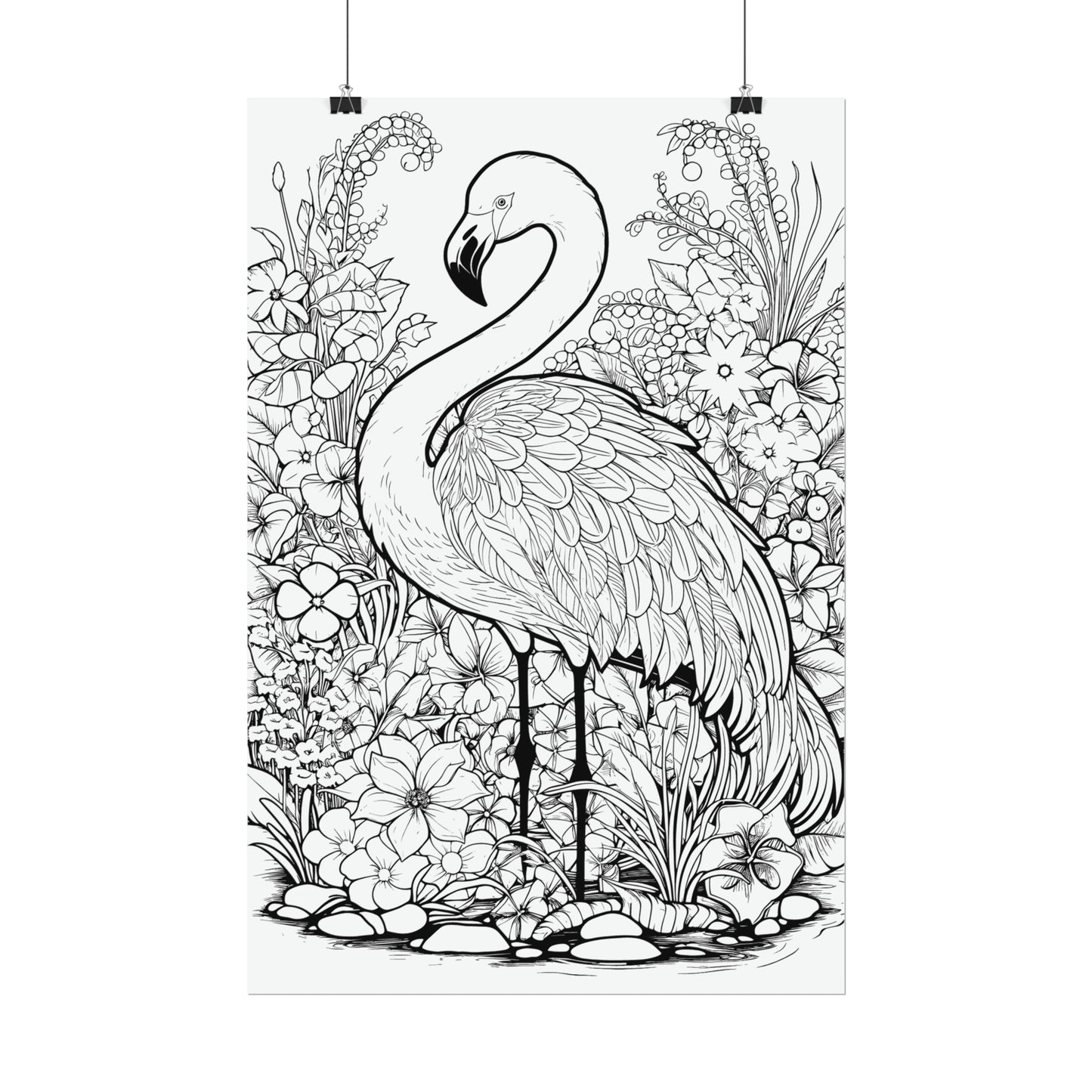 Flamingo Exotic Bird Coloring Art Posters