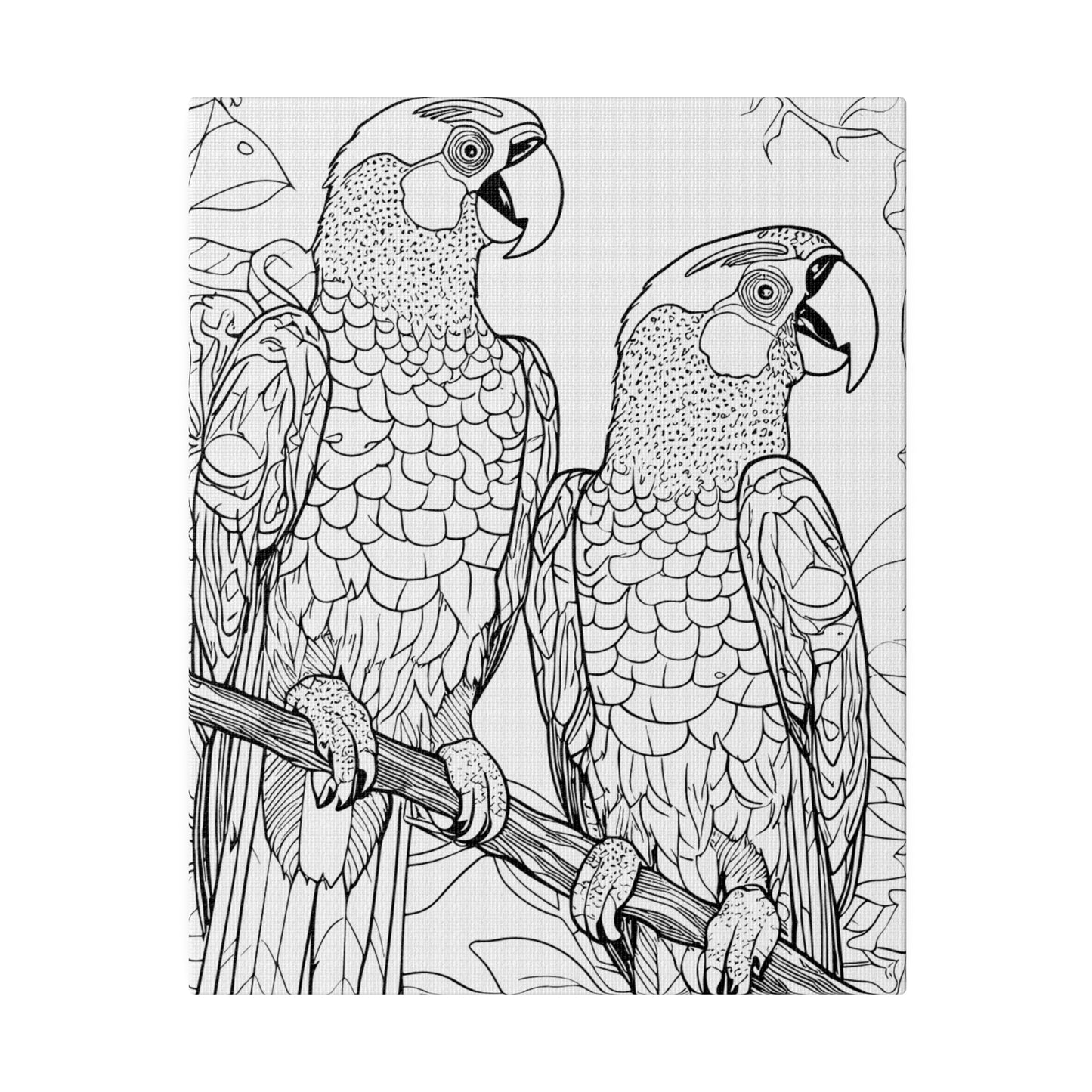 Macaw Parrots Coloring Canvas, Stretched, 0.75"