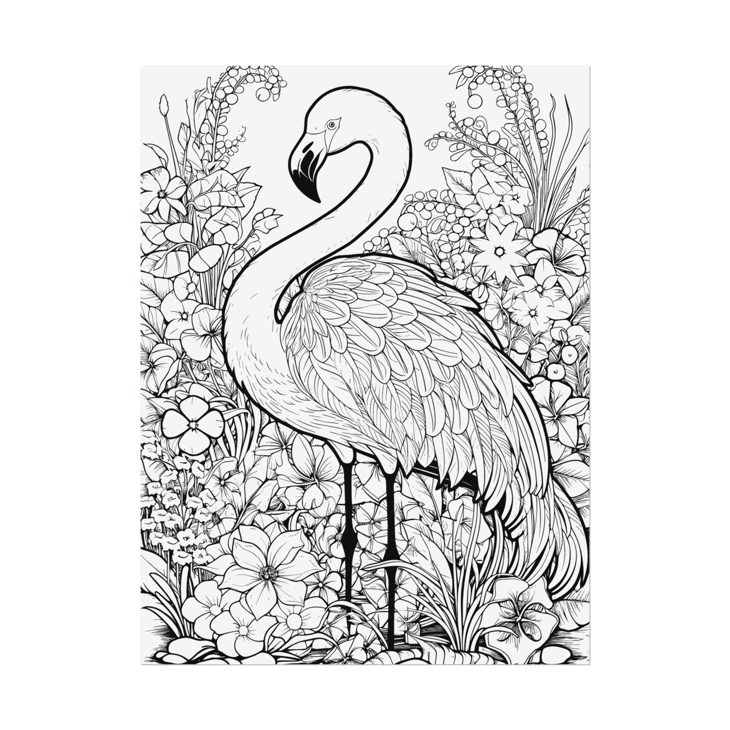 Flamingo Exotic Bird Coloring Art Posters