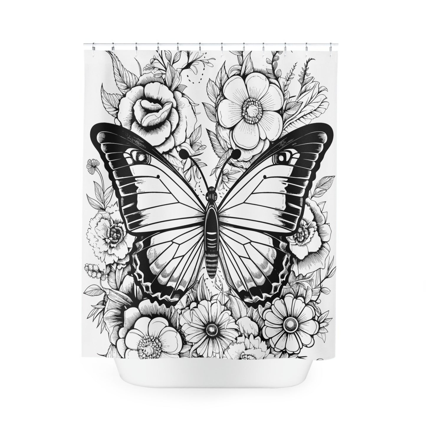 Butterfly Pen & Ink Art Shower Curtain