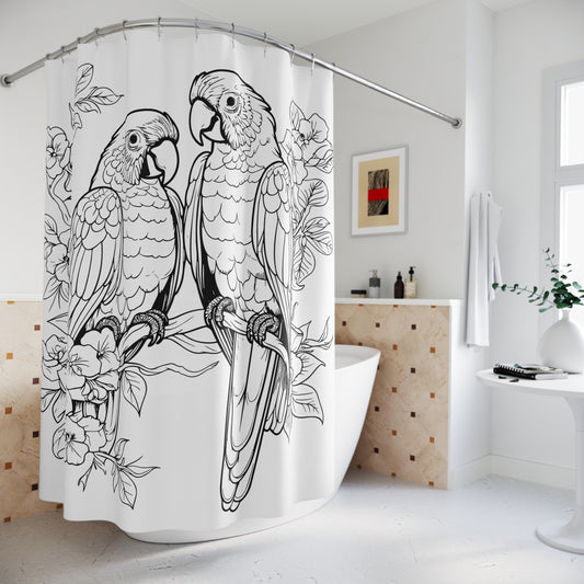 Lovebirds Pen & Ink Art Shower Curtain