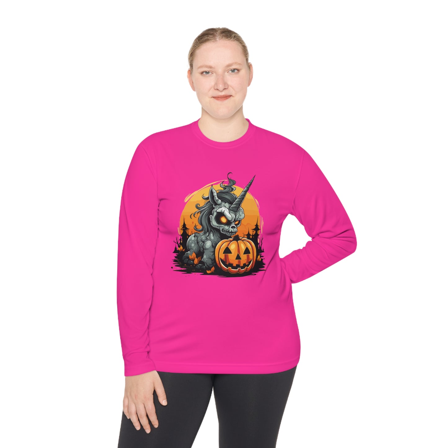 Halloween Scary Unicorn Unisex Lightweight Long Sleeve Tee