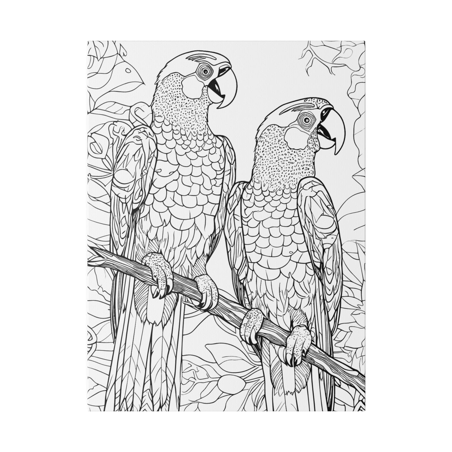 Macaw Parrots Coloring Canvas, Stretched, 0.75"