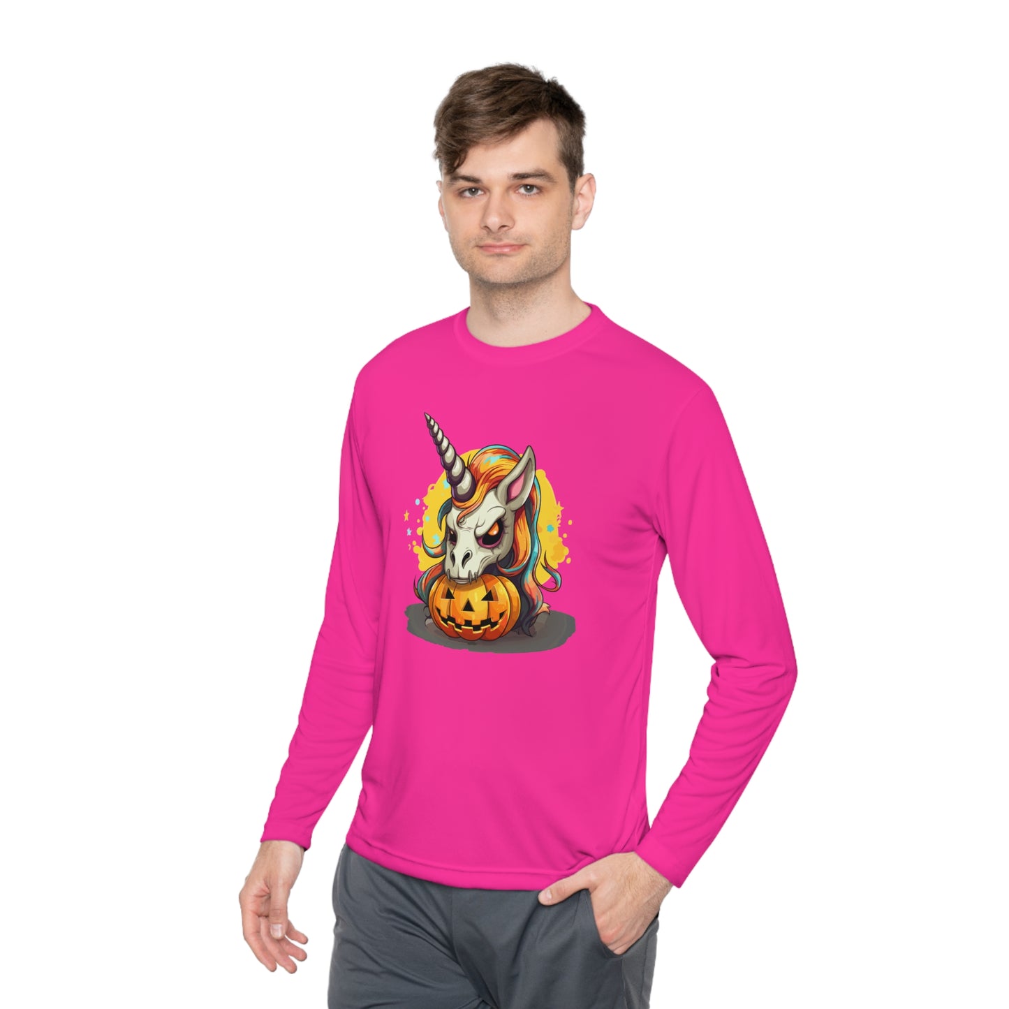 Halloween Scary Unicorn Unisex Lightweight Long Sleeve Tee