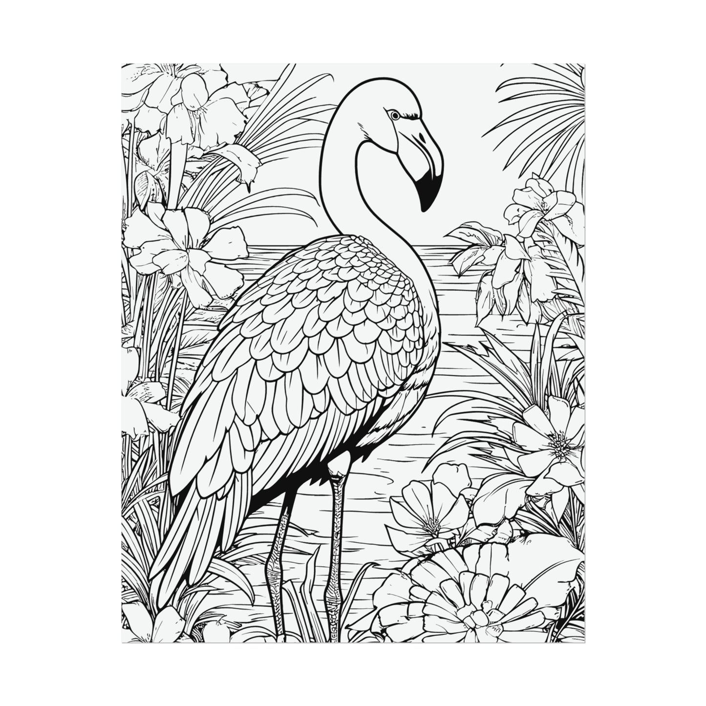 Flamingo Exotic Bird Coloring Art Posters