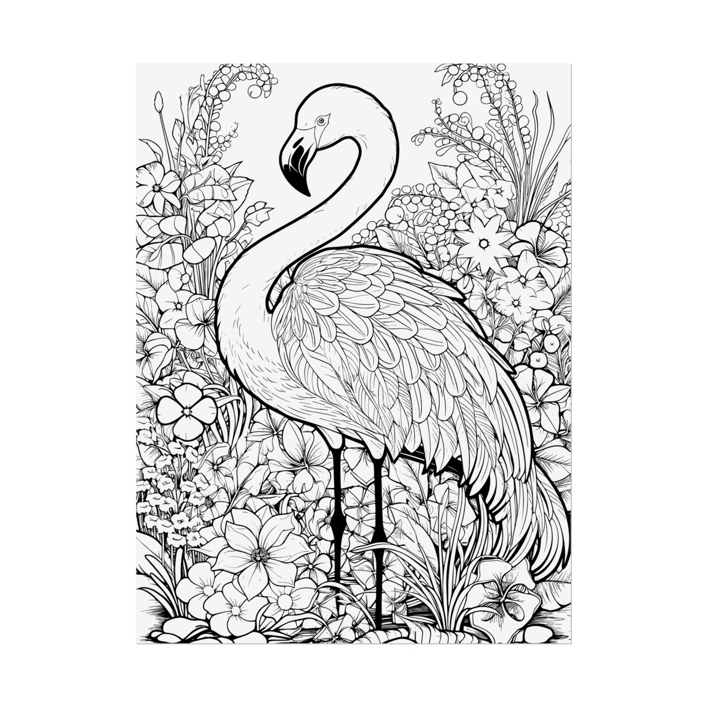 Flamingo Exotic Bird Coloring Art Posters