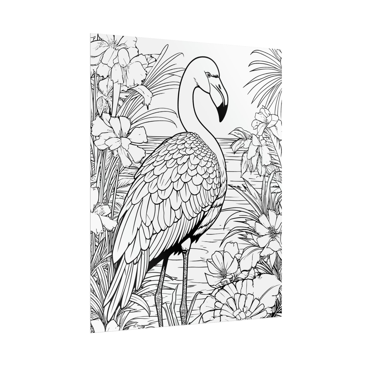 Flamingo Exotic Bird Coloring Art Posters