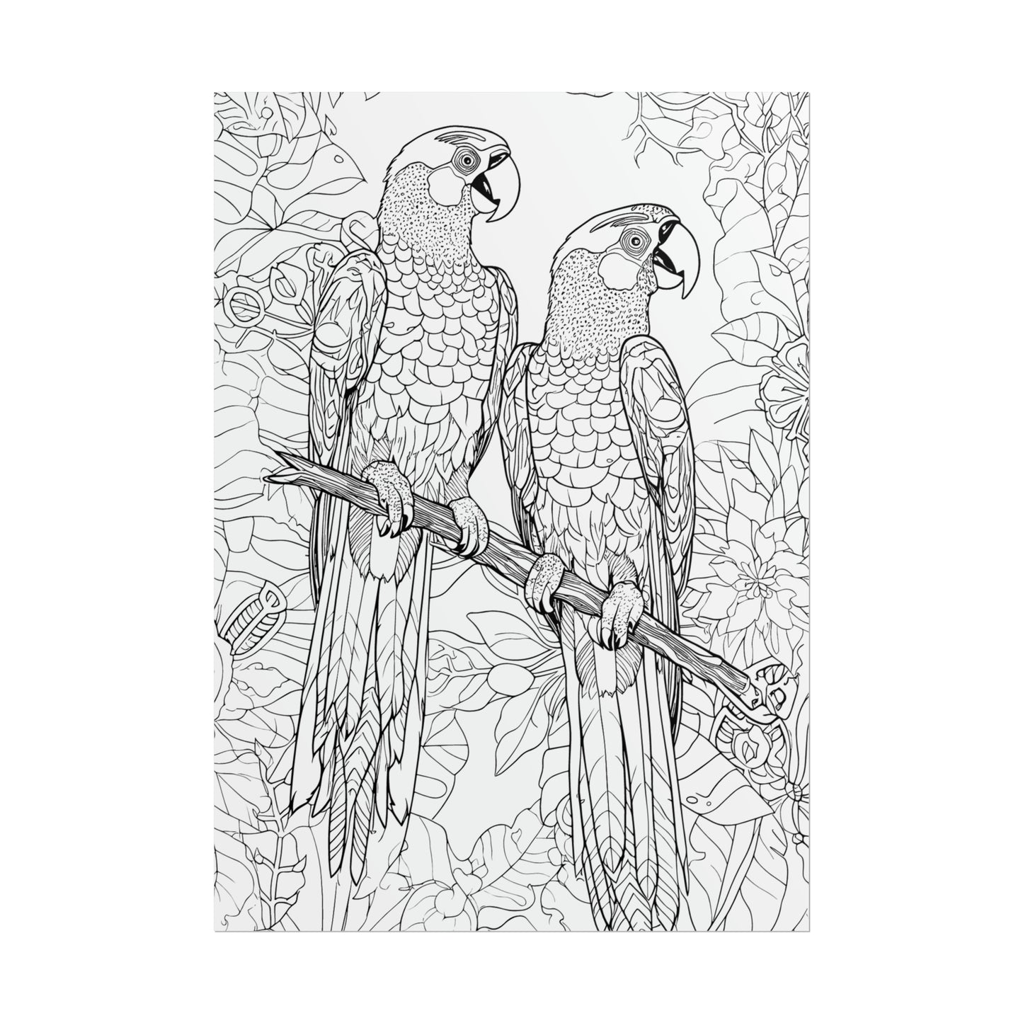 Macaw Parrots Exotic Bird Coloring Art Posters