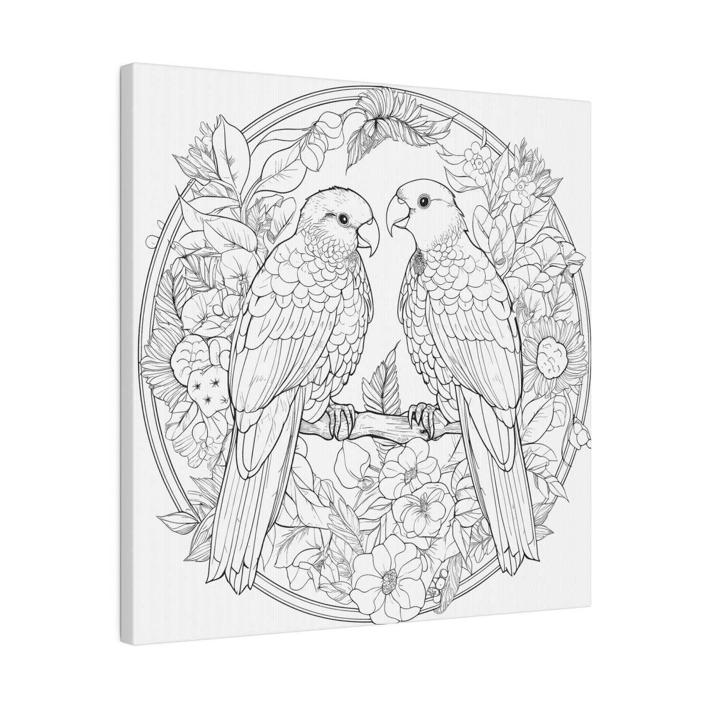 Lovebirds Coloring Canvas, Stretched, 0.75"