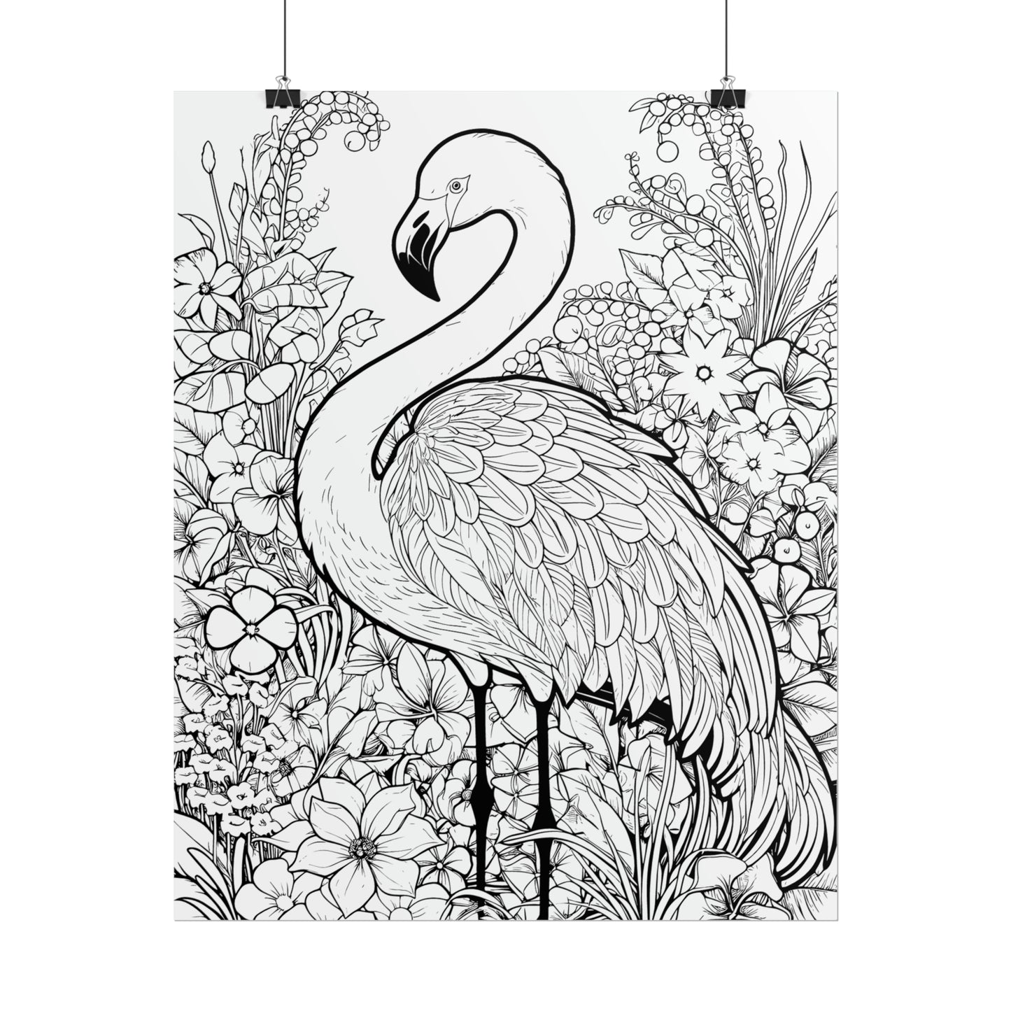 Flamingo Exotic Bird Coloring Art Posters