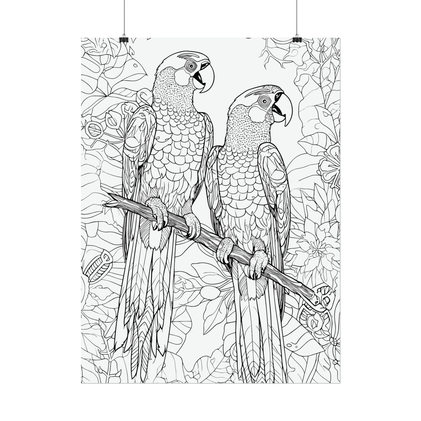 Macaw Parrots Exotic Bird Coloring Art Posters