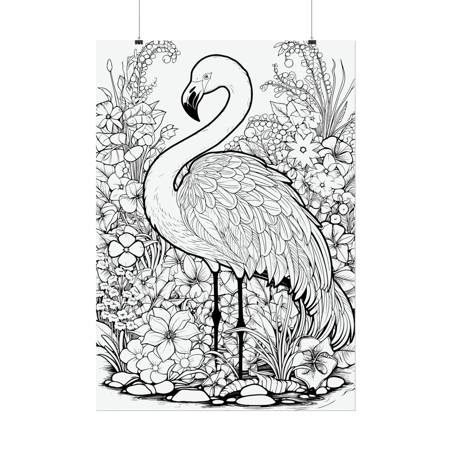 Flamingo Exotic Bird Coloring Art Posters