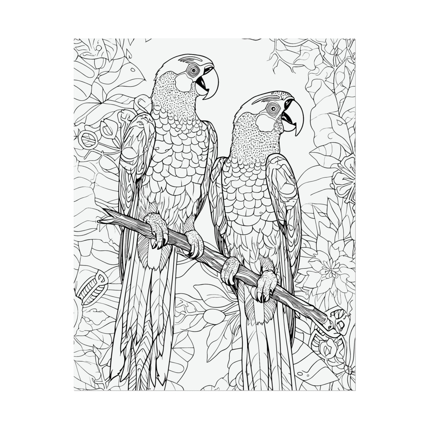 Macaw Parrots Exotic Bird Coloring Art Posters