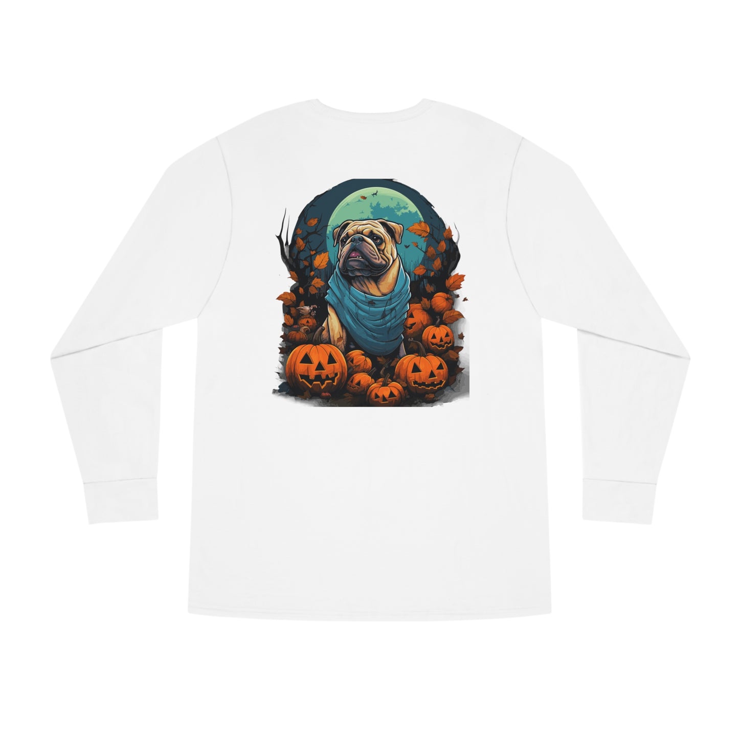 Halloween Bulldog Long Sleeve Crewneck Tee