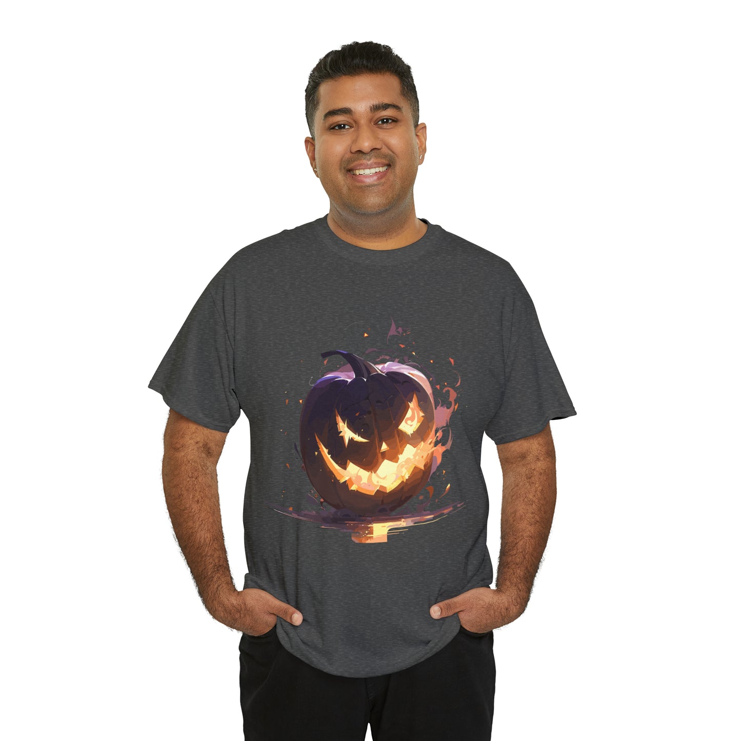 Halloween Scary Pumpkin Unisex Heavy Cotton Tee