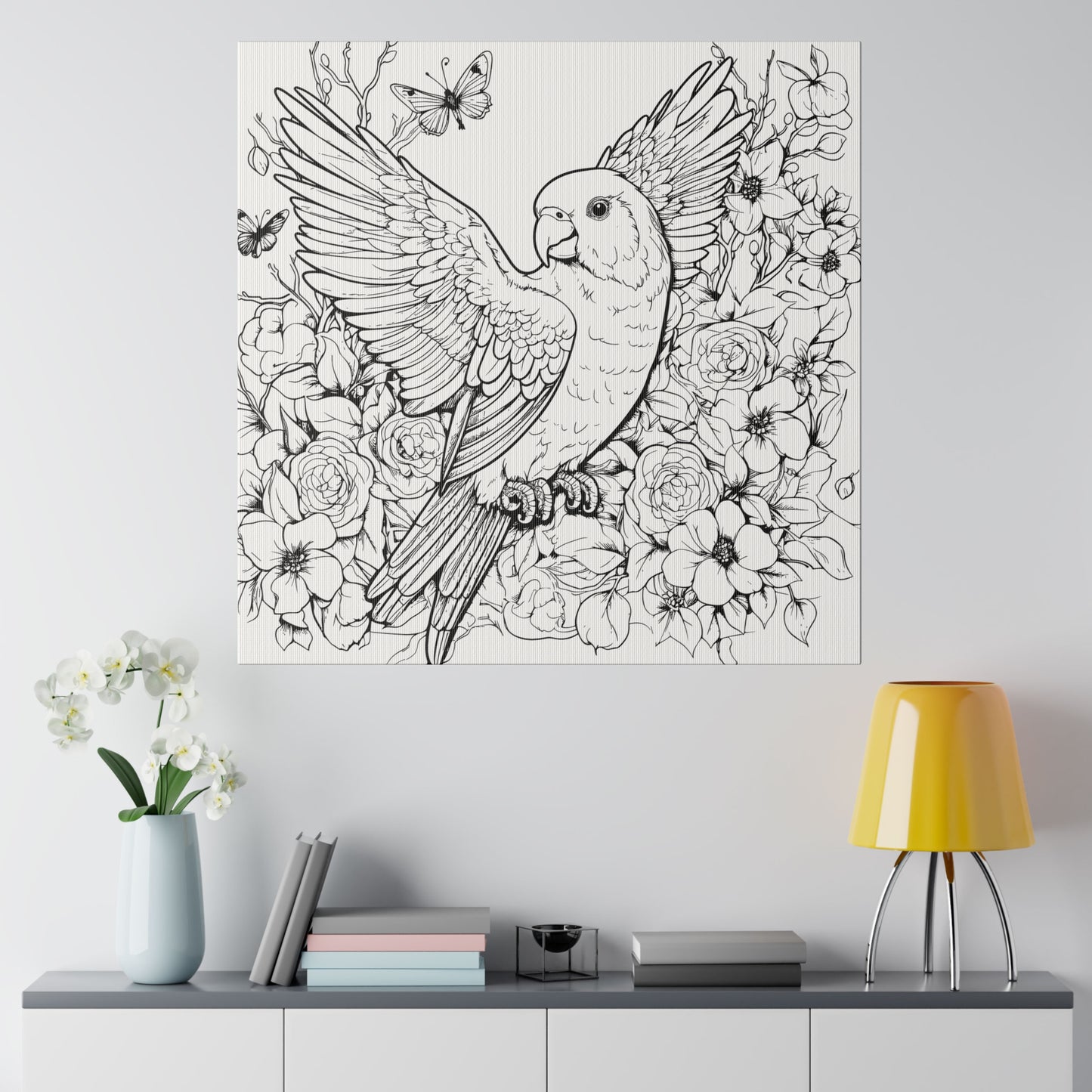 Parakeet Coloring Canvas, Stretched, 0.75"