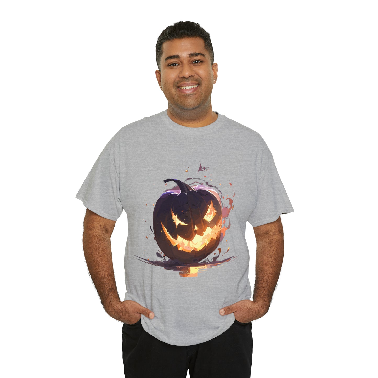 Halloween Scary Pumpkin Unisex Heavy Cotton Tee