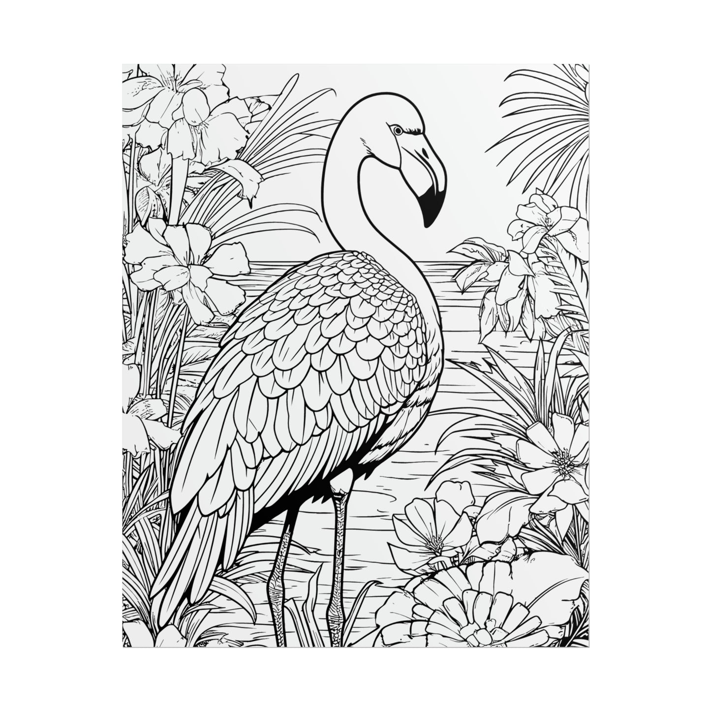 Flamingo Exotic Bird Coloring Art Posters