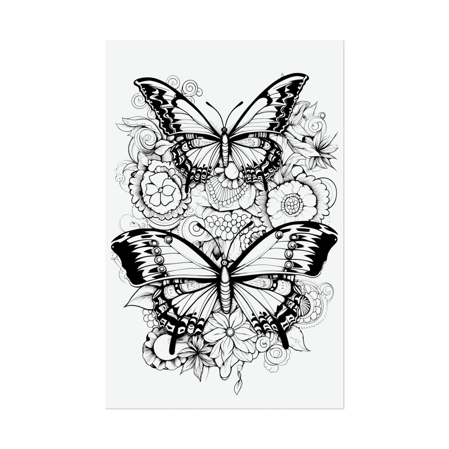 Butterfly Coloring Art Posters