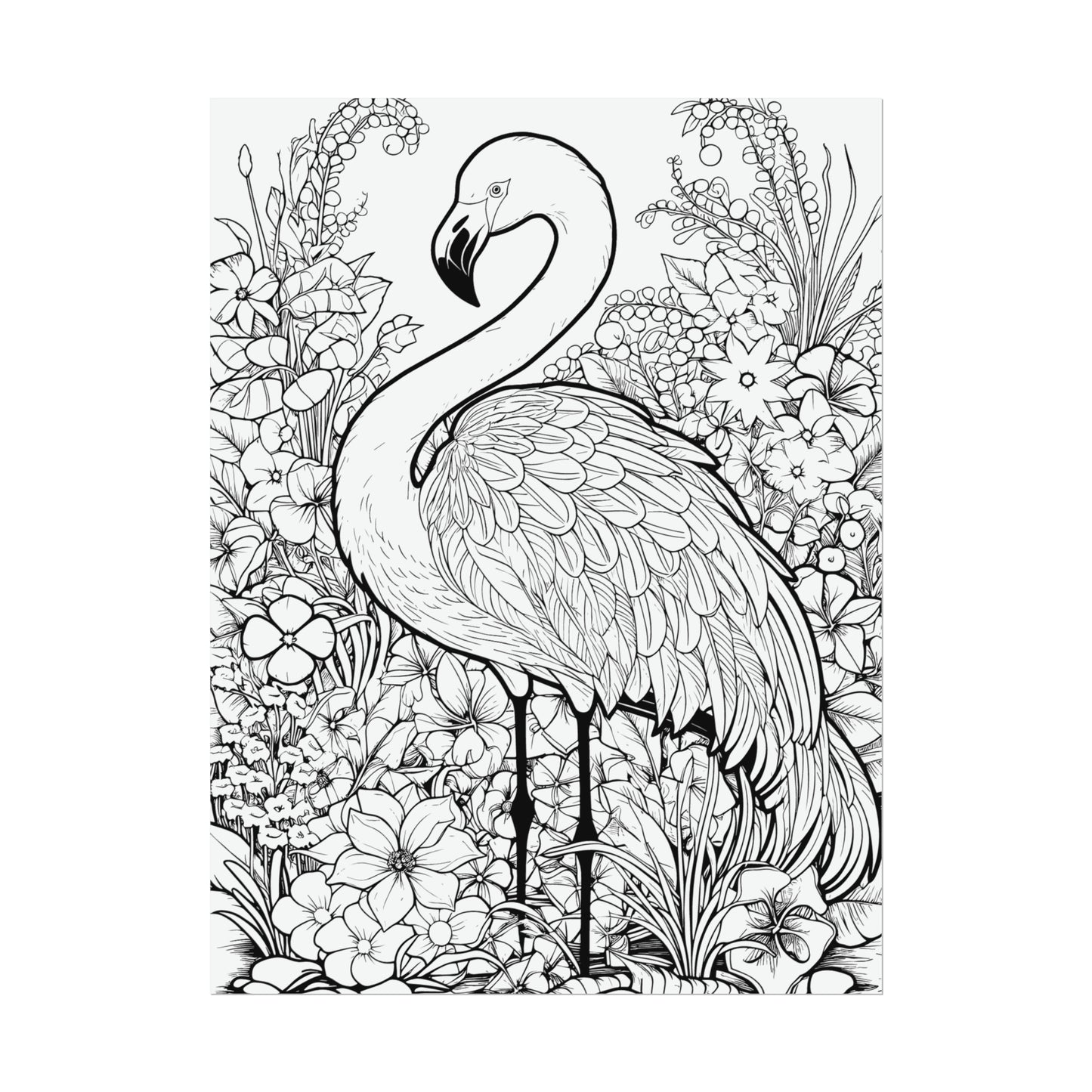 Flamingo Exotic Bird Coloring Art Posters