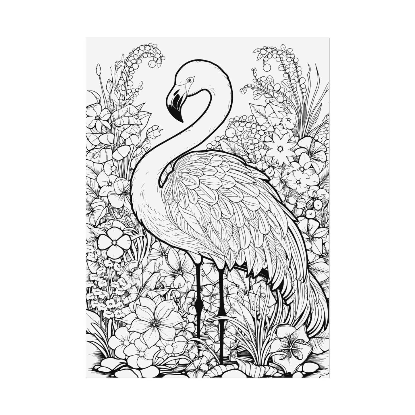 Flamingo Exotic Bird Coloring Art Posters