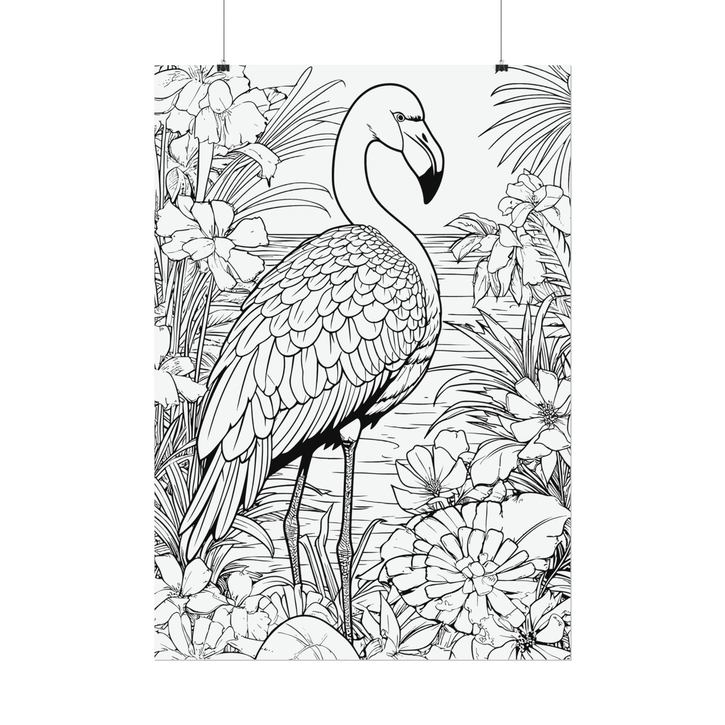 Flamingo Exotic Bird Coloring Art Posters