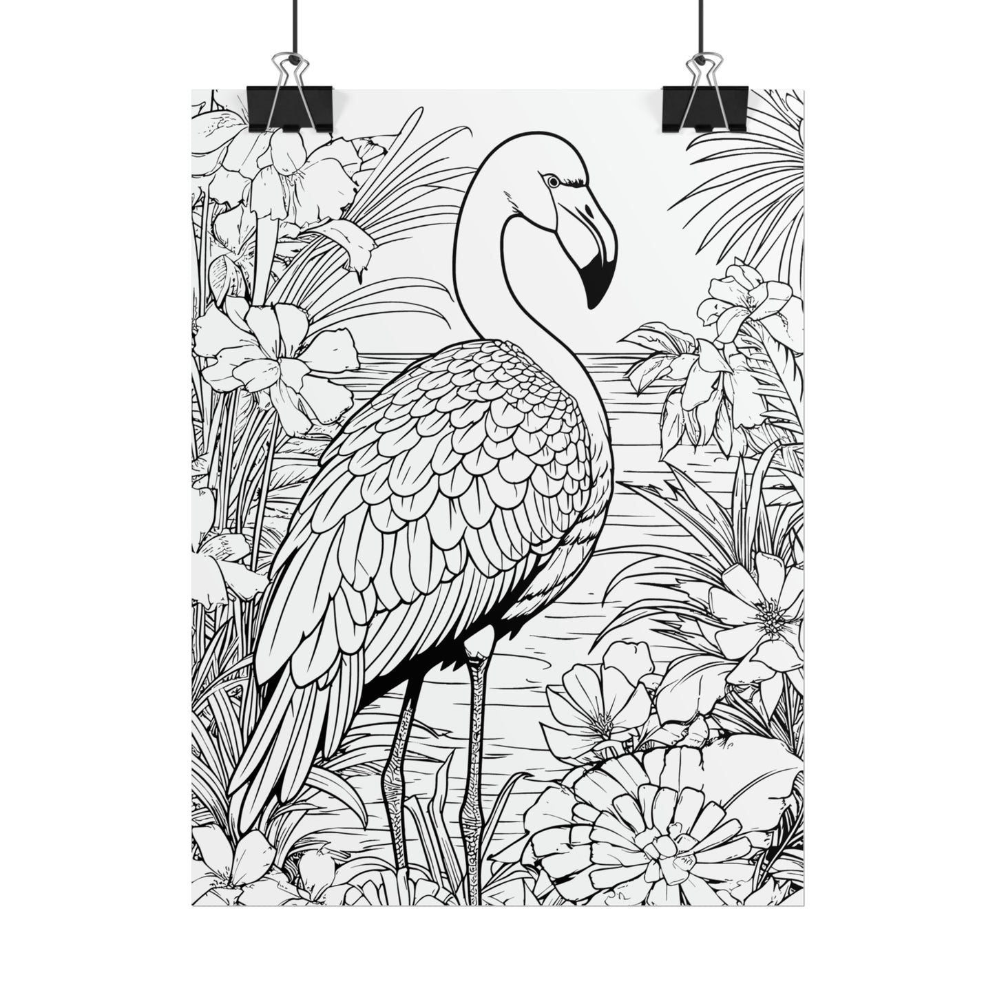 Flamingo Exotic Bird Coloring Art Posters