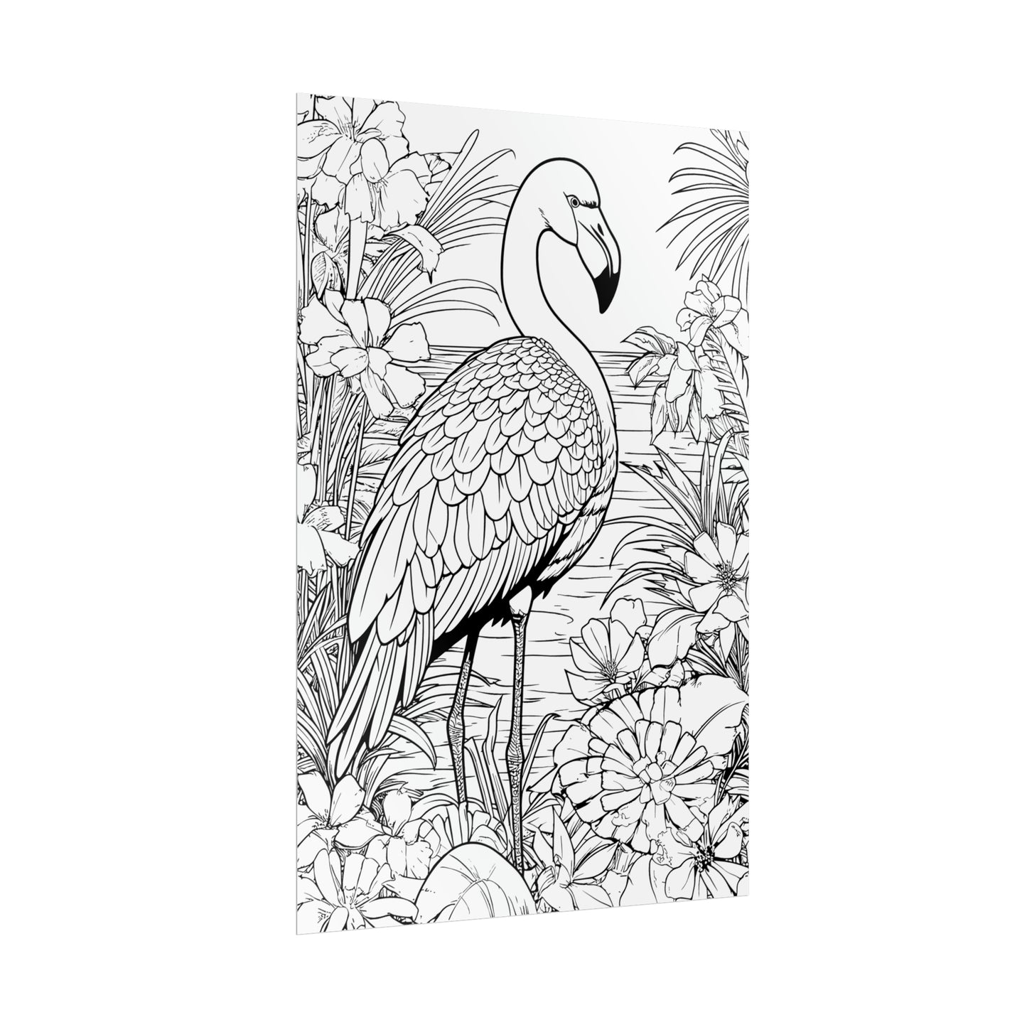 Flamingo Exotic Bird Coloring Art Posters