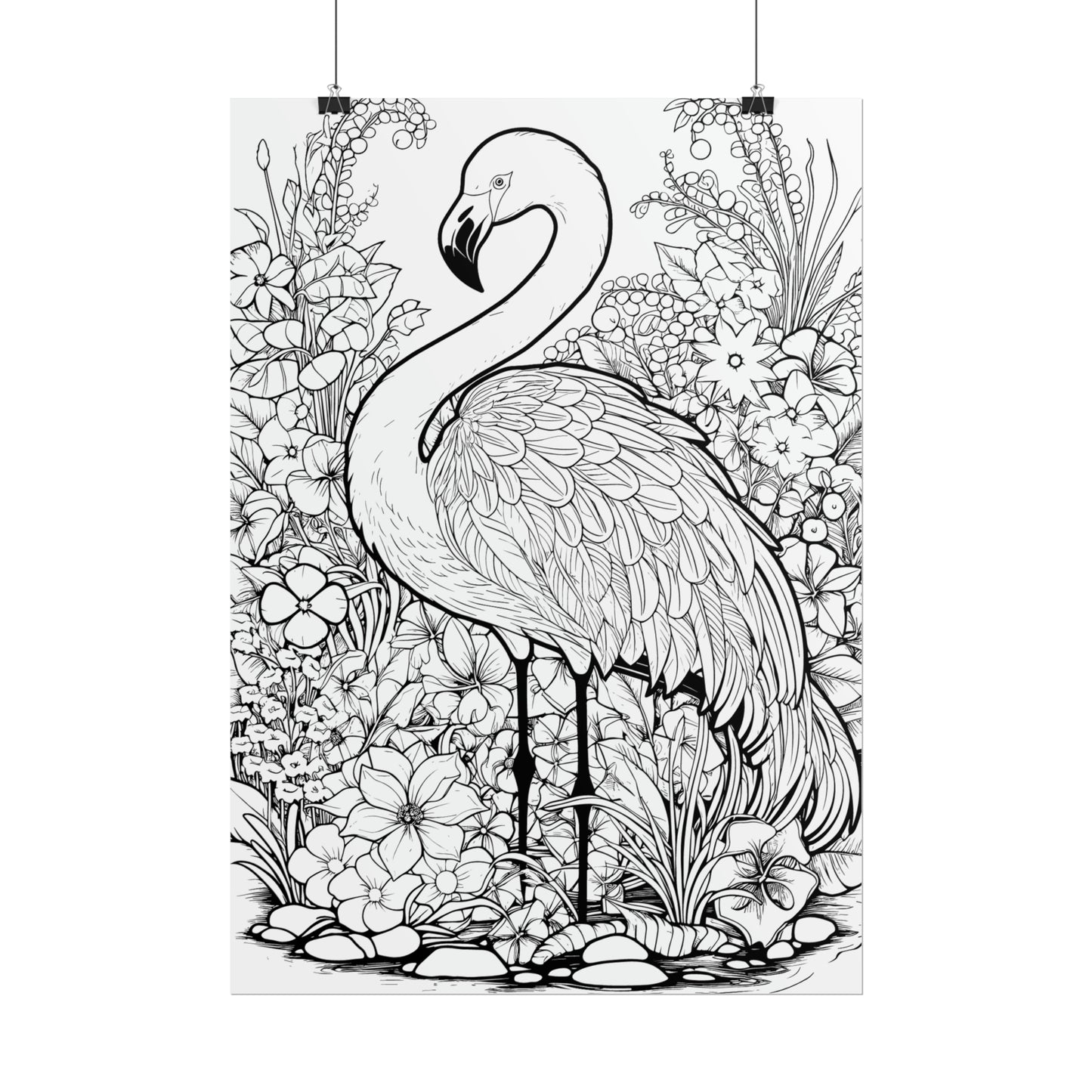 Flamingo Exotic Bird Coloring Art Posters