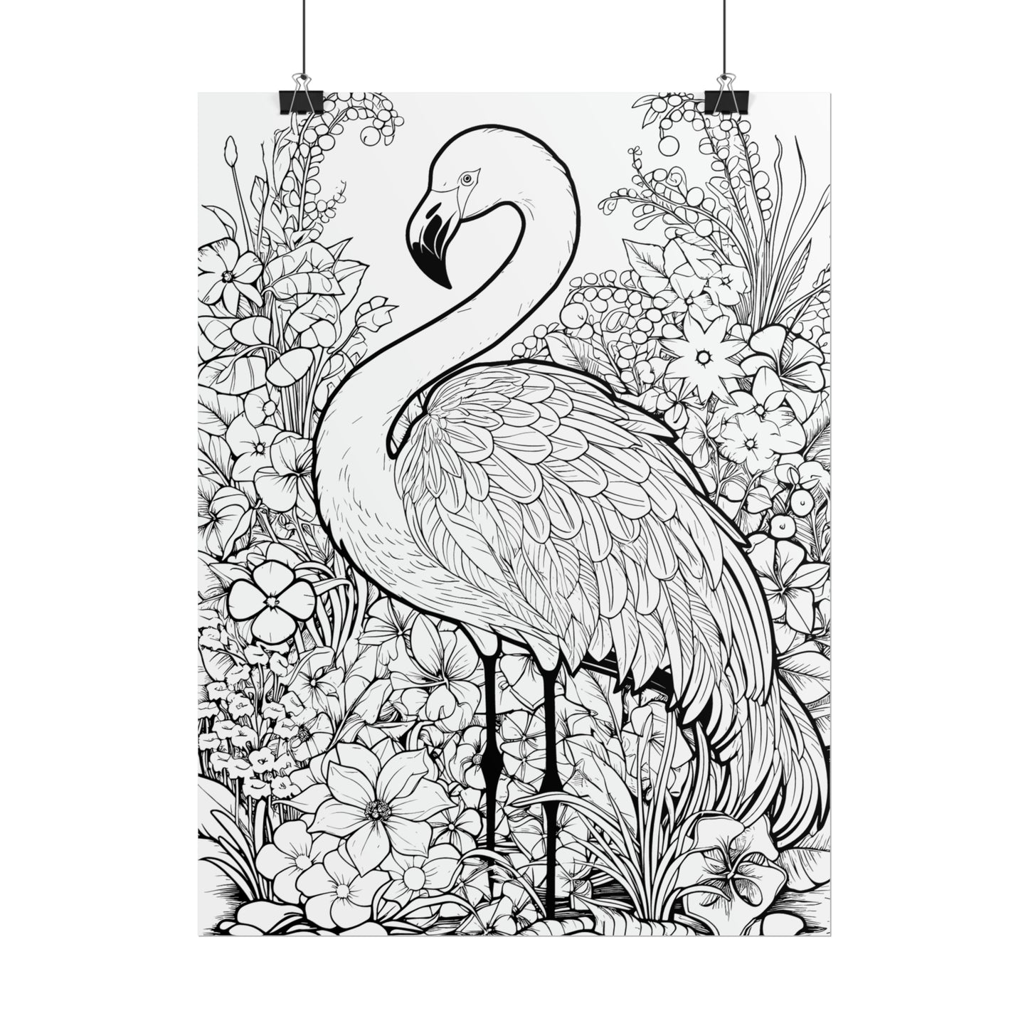 Flamingo Exotic Bird Coloring Art Posters