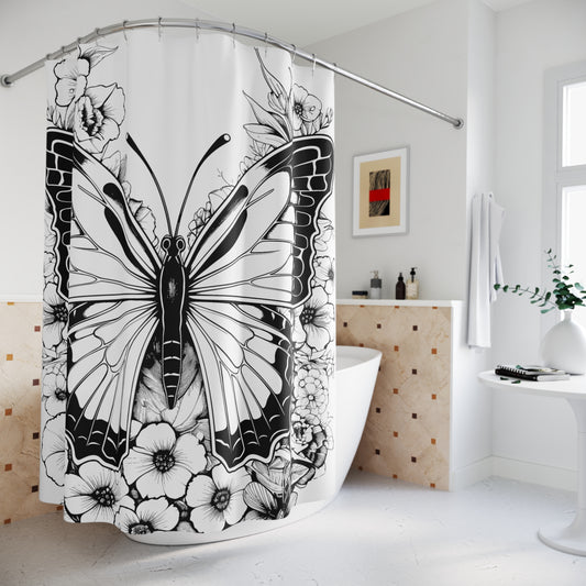 Butterfly Pen & Ink Art Shower Curtain